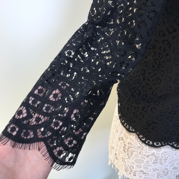 NWOT J. Crew Scalloped Black Lace Top 3/4 Sleeve - Picture 4 of 8